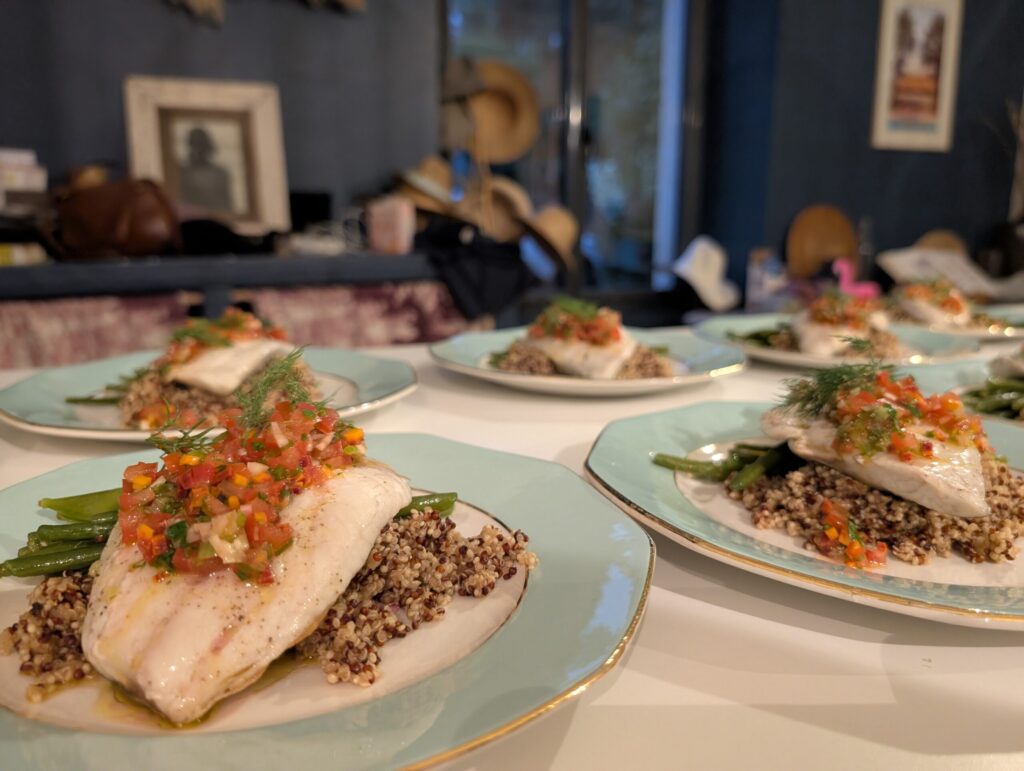 Gastronomic dish prepared by chef Elisa Girard during a culinary workshop or a private in-home chef service in the Loire Valley